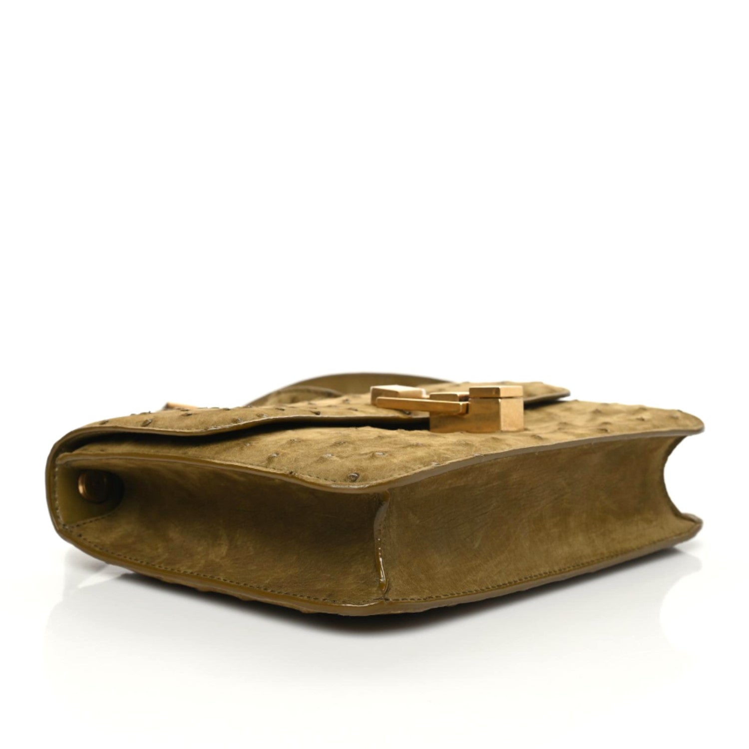 Saint Laurent Ostrich Carre Satchel Green 4 of 8
