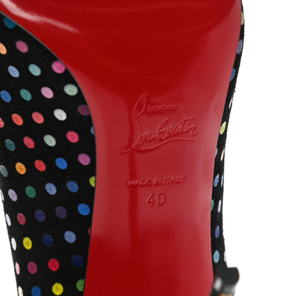 Christian Louboutin Suede Polka Dot Hot Chick 100 Pumps 40 Black Multicolor 6 of 8