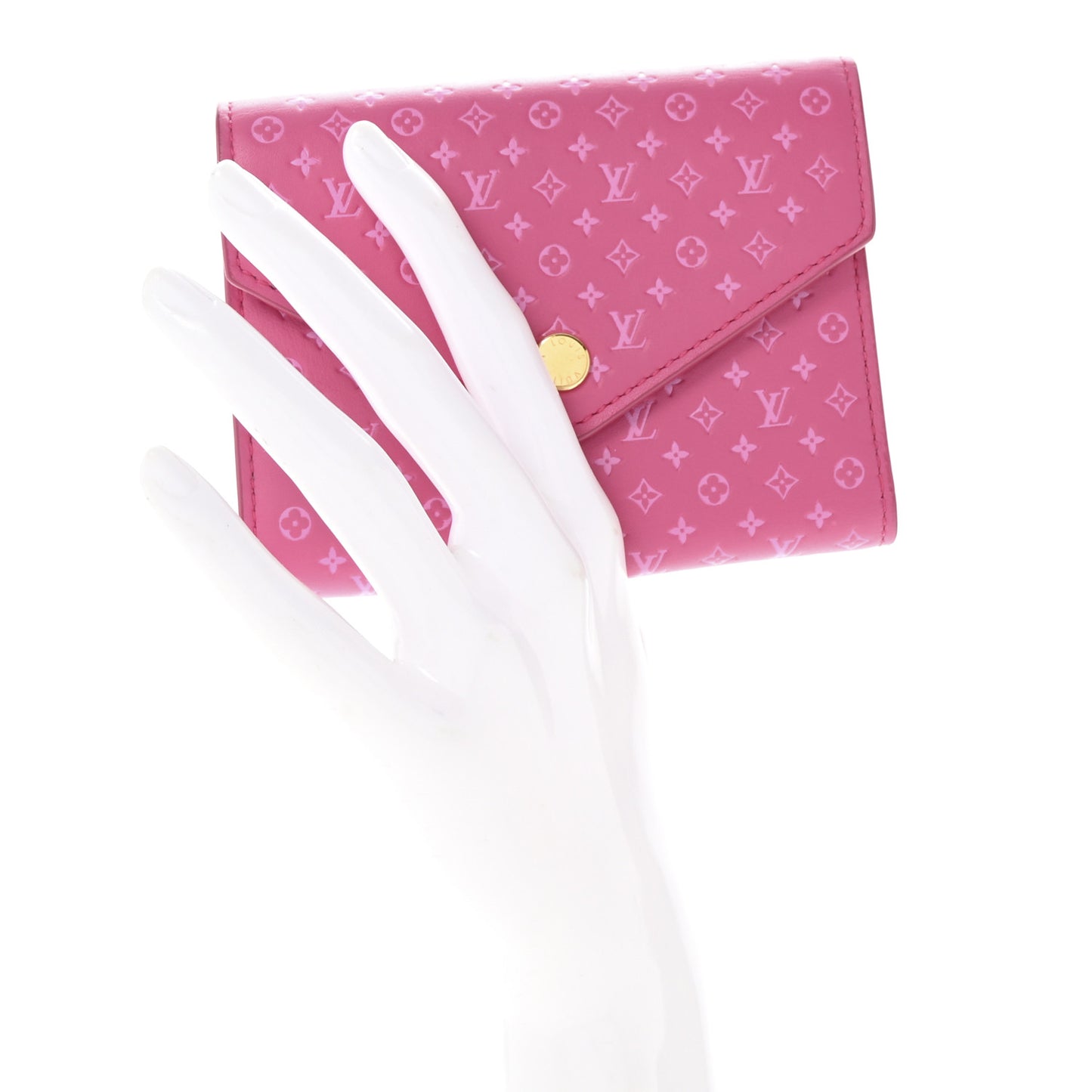 Calfskin Nanogram Embossed Victorine Wallet Rose