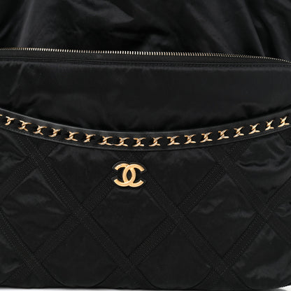 Chanel Nylon Grosgrain Large Lifestyle Pouch With Foldable Tote Black 9 of 12