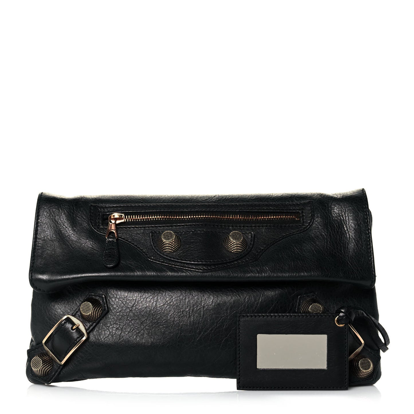 Agneau Giant 21 Rose Gold Hardware Envelope Clutch Black