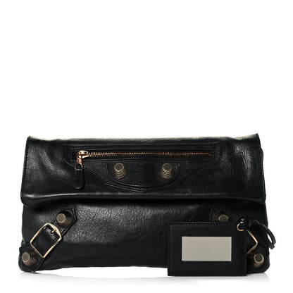 Balenciaga Agneau Giant 21 Rose Gold Hardware Envelope Clutch Black 1 of 14