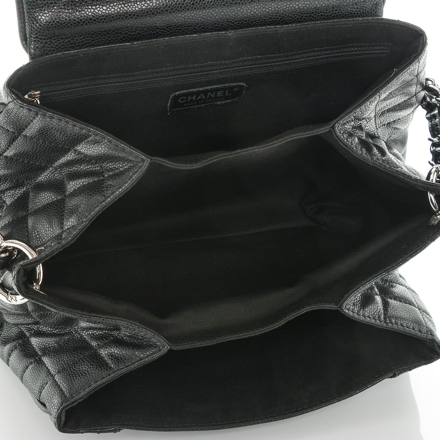 Caviar Quilted Timeless Accordion Flap Black