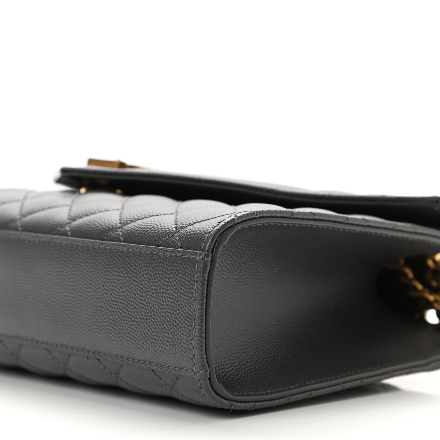 Saint Laurent Grain De Poudre Textured Mixed Matelasse Medium Triquilt Monogram Satchel Fog 10 of 10