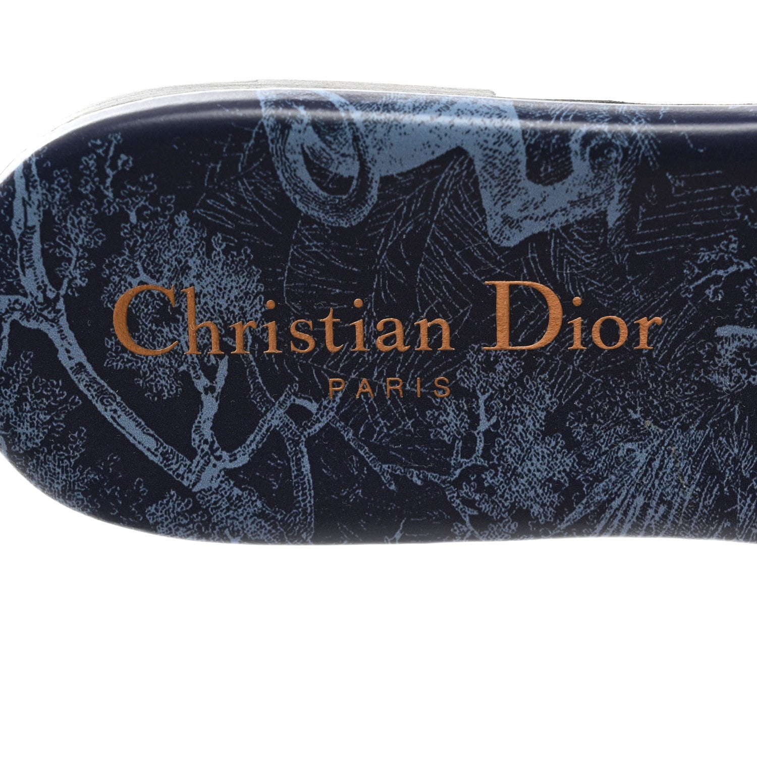 Christian Dior Canvas Dior Embroidered Dway Flat Slide Sandals 36.5 Navy Blue 6 of 8