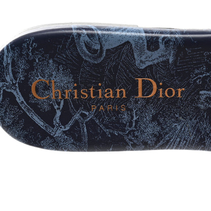 Christian Dior Canvas Dior Embroidered Dway Flat Slide Sandals 36.5 Navy Blue 6 of 8