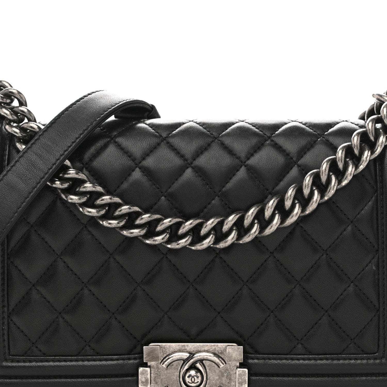 Chanel Lambskin Quilted Medium Boy Flap Black 8 of 13
