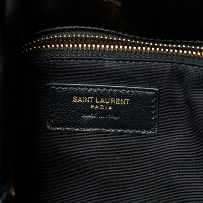 Saint Laurent Lambskin Quilted Medium Loulou Puffer Monogram Chain Satchel Black 6 of 11
