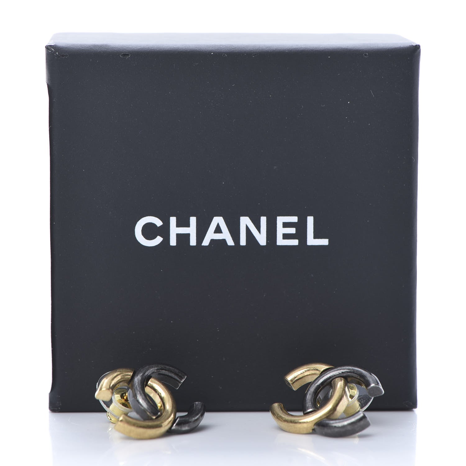 Chanel Metal CC Earrings Gold Ruthenium 5 of 5