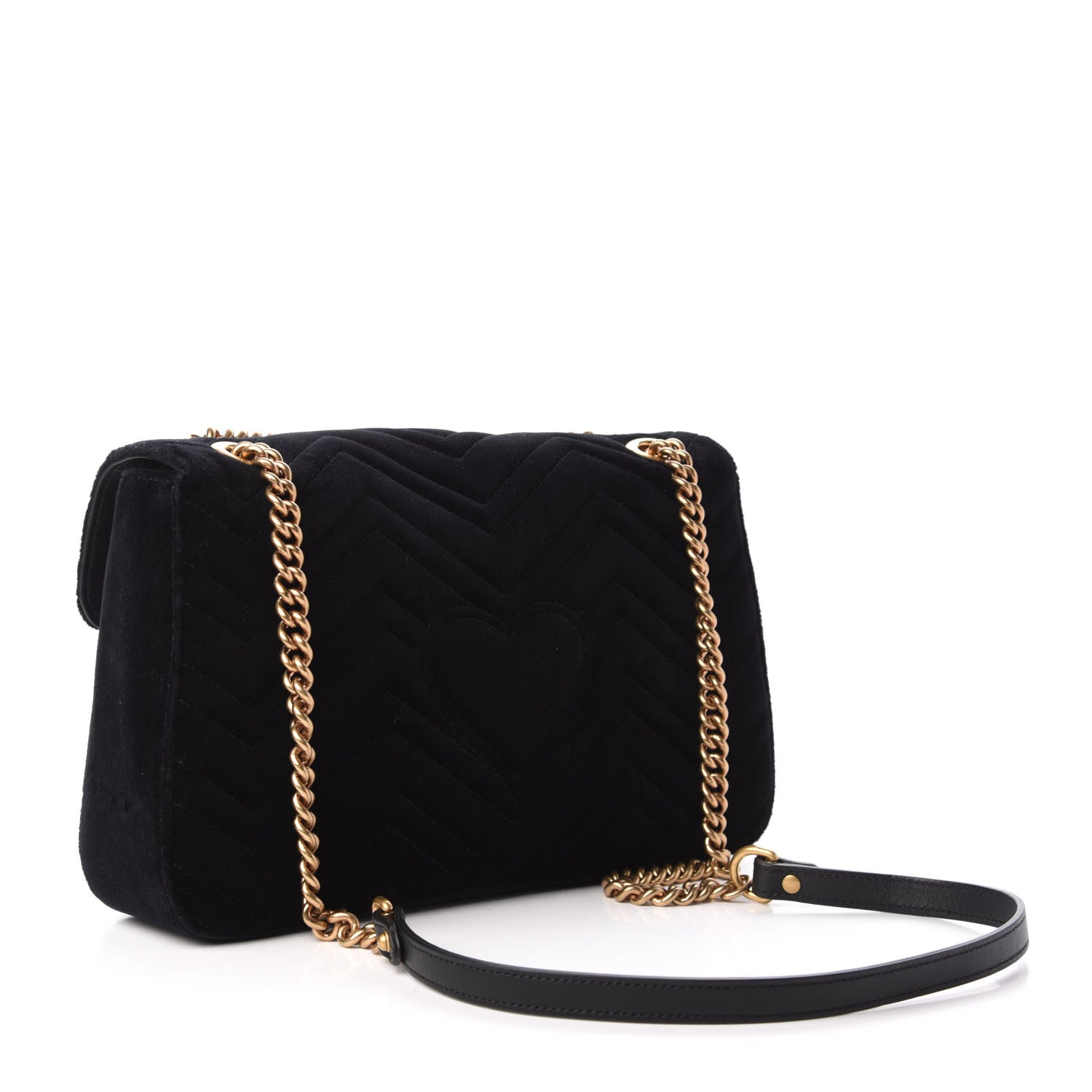 Gucci Velvet Matelasse Loved Embroidered Medium GG Marmont Shoulder Bag Black 4 of 10