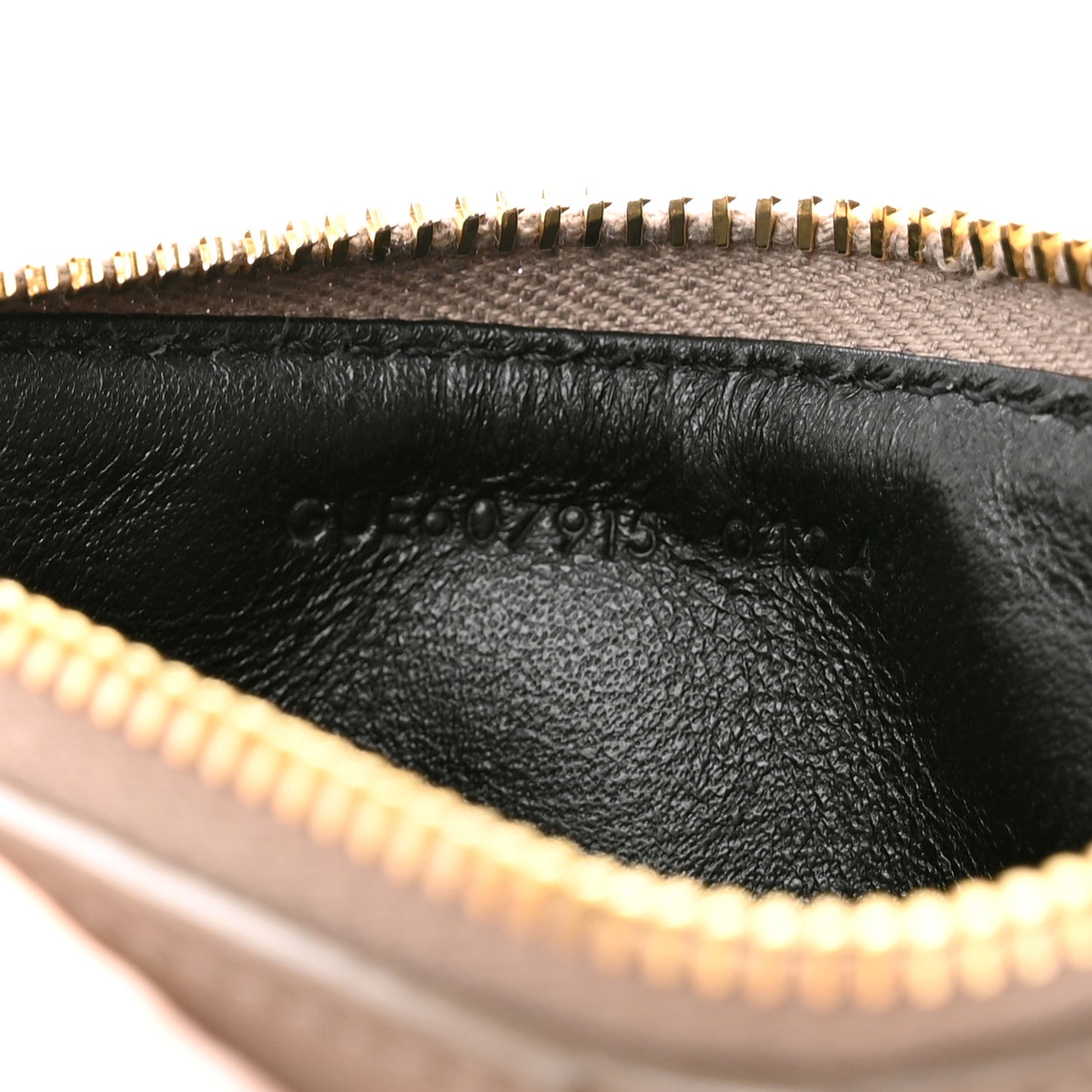 Calfskin Matelasse Chevron Monogram Fragments Zippered Card Case Greyish Brown
