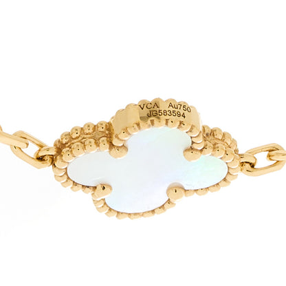 Van Cleef & Arpels 18K Yellow Gold Mother of Pearl 5 Motifs Vintage Alhambra Bracelet 3 of 5