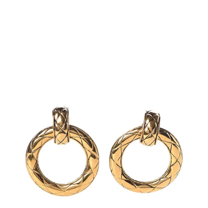 Chanel Quilted Hoop Clip On Earrings Gold 1 of 4