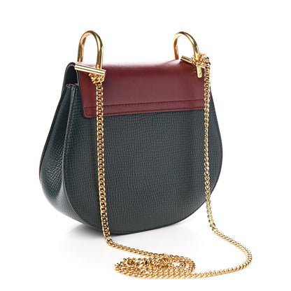 Chloe Grained Calfskin Lambskin Bi-Color Drew Shoulder Bag Plum Purple Green 2 of 9