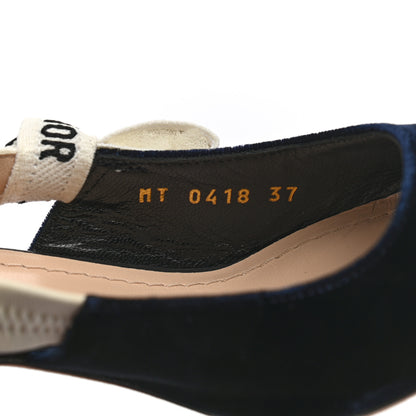 Christian Dior Velvet Ribbon J'Adoir Slingback 65mm Pumps 37 Deep Blue 8 of 8