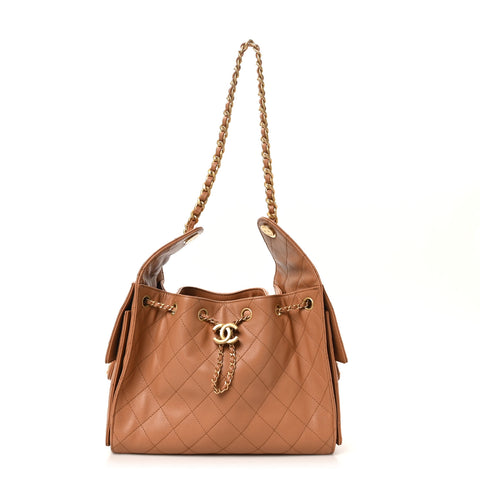 Caviar Quilted Small Chanel 25 Handbag Brown