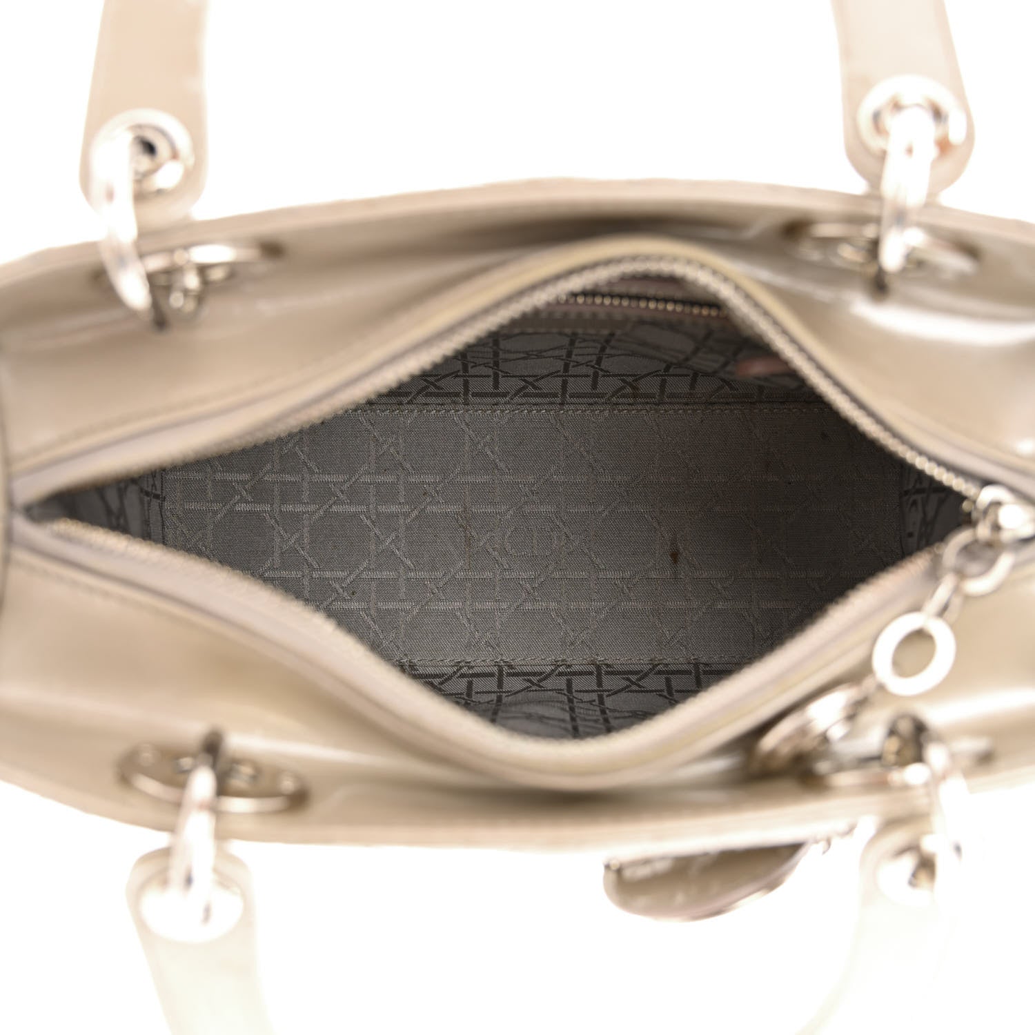 Christian Dior Pearlized Patent Cannage Medium Lady Dior Grey 5 of 12