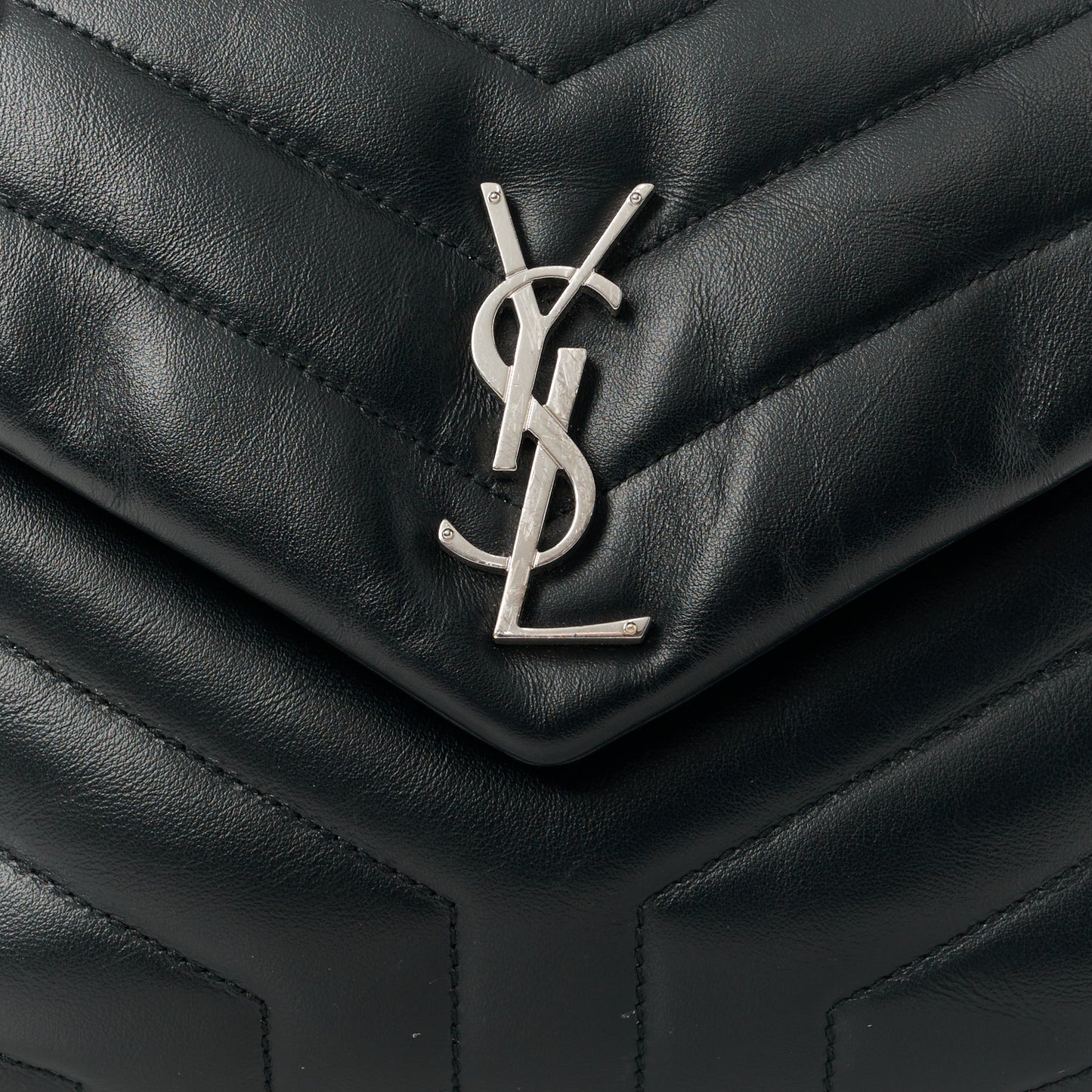Calfskin Y Quilted Monogram Small Loulou Chain Satchel Black