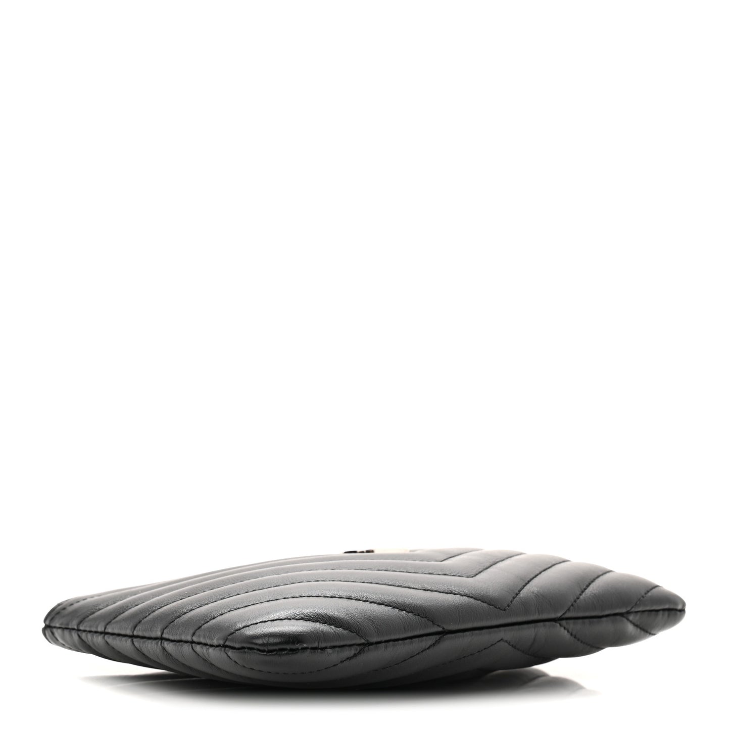 Calfskin Matelasse Chevron Monogram Pouch Black