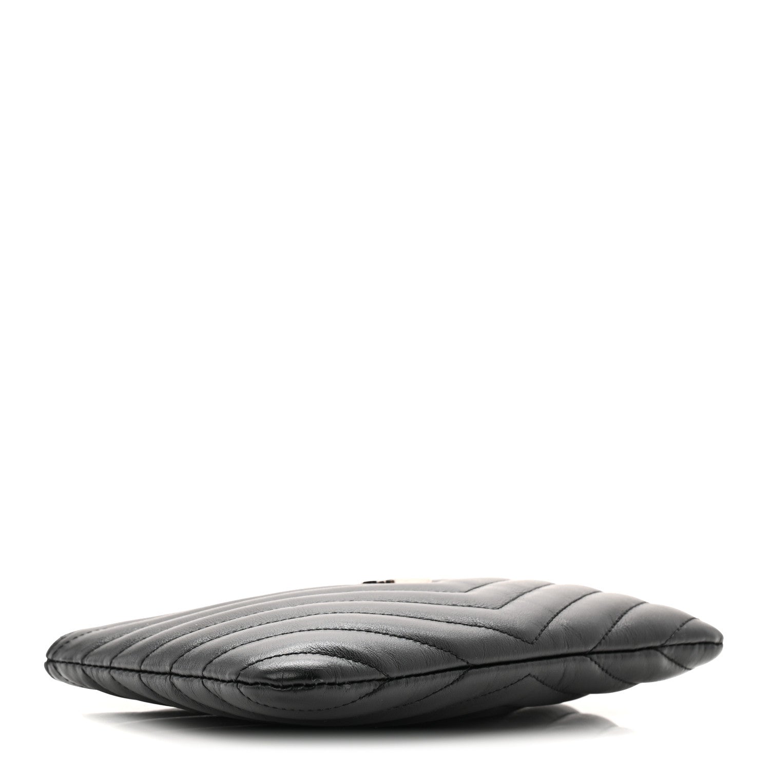 Saint Laurent Calfskin Matelasse Chevron Monogram Pouch Black 4 of 7
