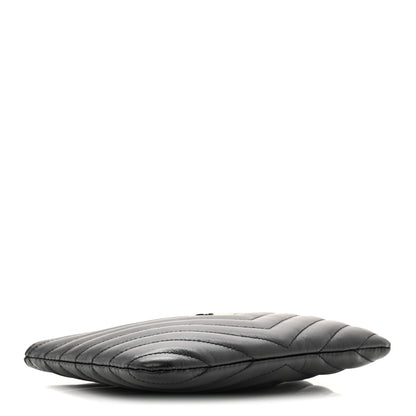 Saint Laurent Calfskin Matelasse Chevron Monogram Pouch Black 4 of 7