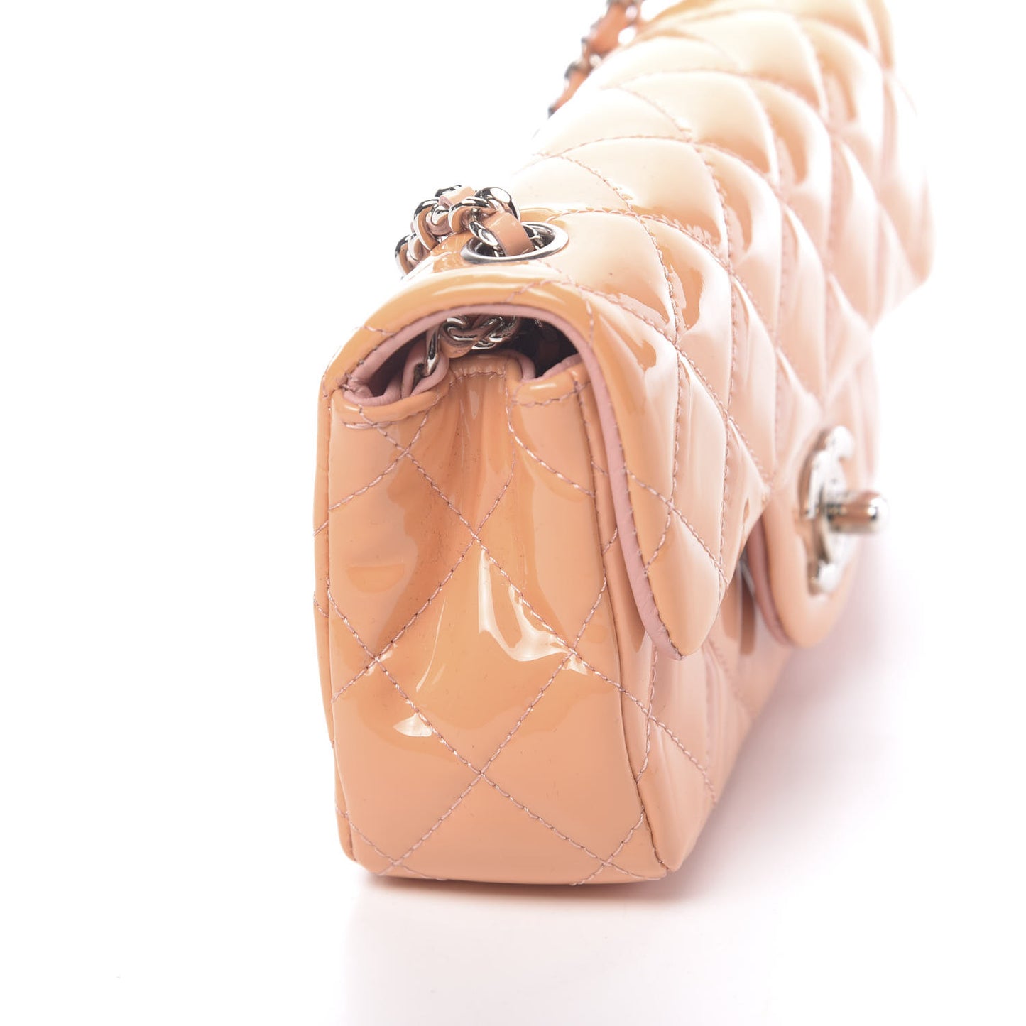 Patent Calfskin Quilted Extra Mini Flap Pink