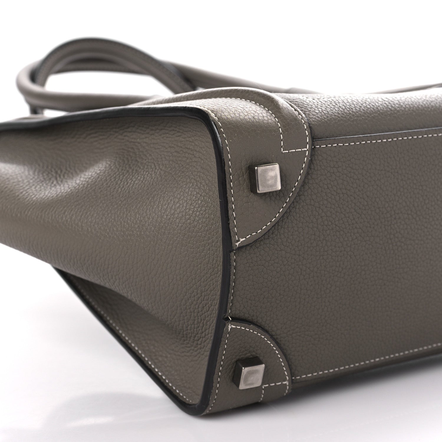 Celine Drummed Calfskin Micro Luggage Souris 8 of 10