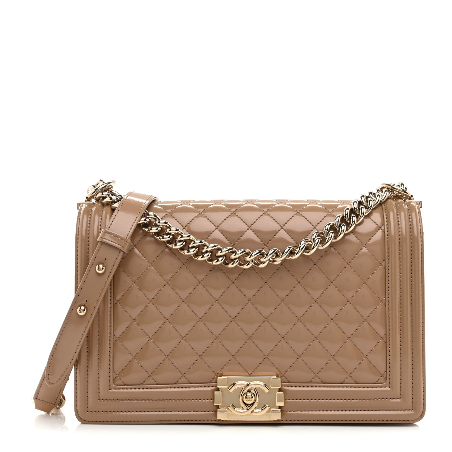 Chanel Iridescent Glazed Calfskin Quilted New Medium Boy Flap Dark Beige 1 of 10