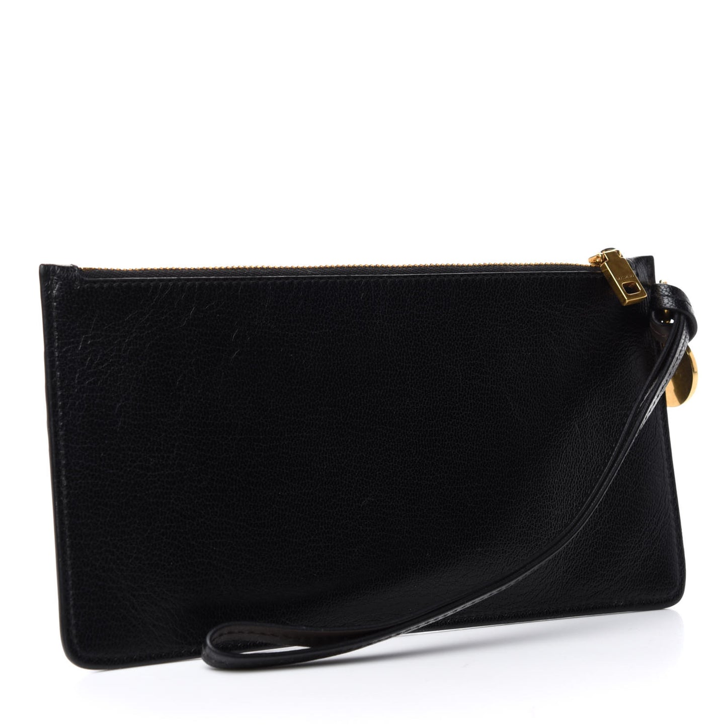 Calfskin GV3 Wristlet Zip Card Holder Black Grey
