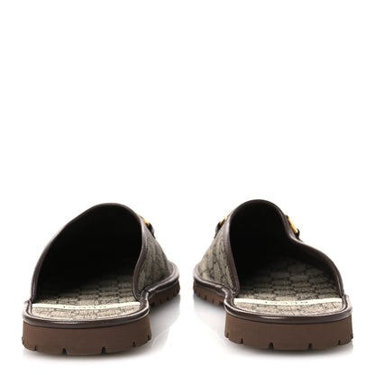 Gucci GG Supreme Monogram Miro Soft Calfskin Men's Horsebit Slippers 8 Beige Ebony New Acero 6 of 14