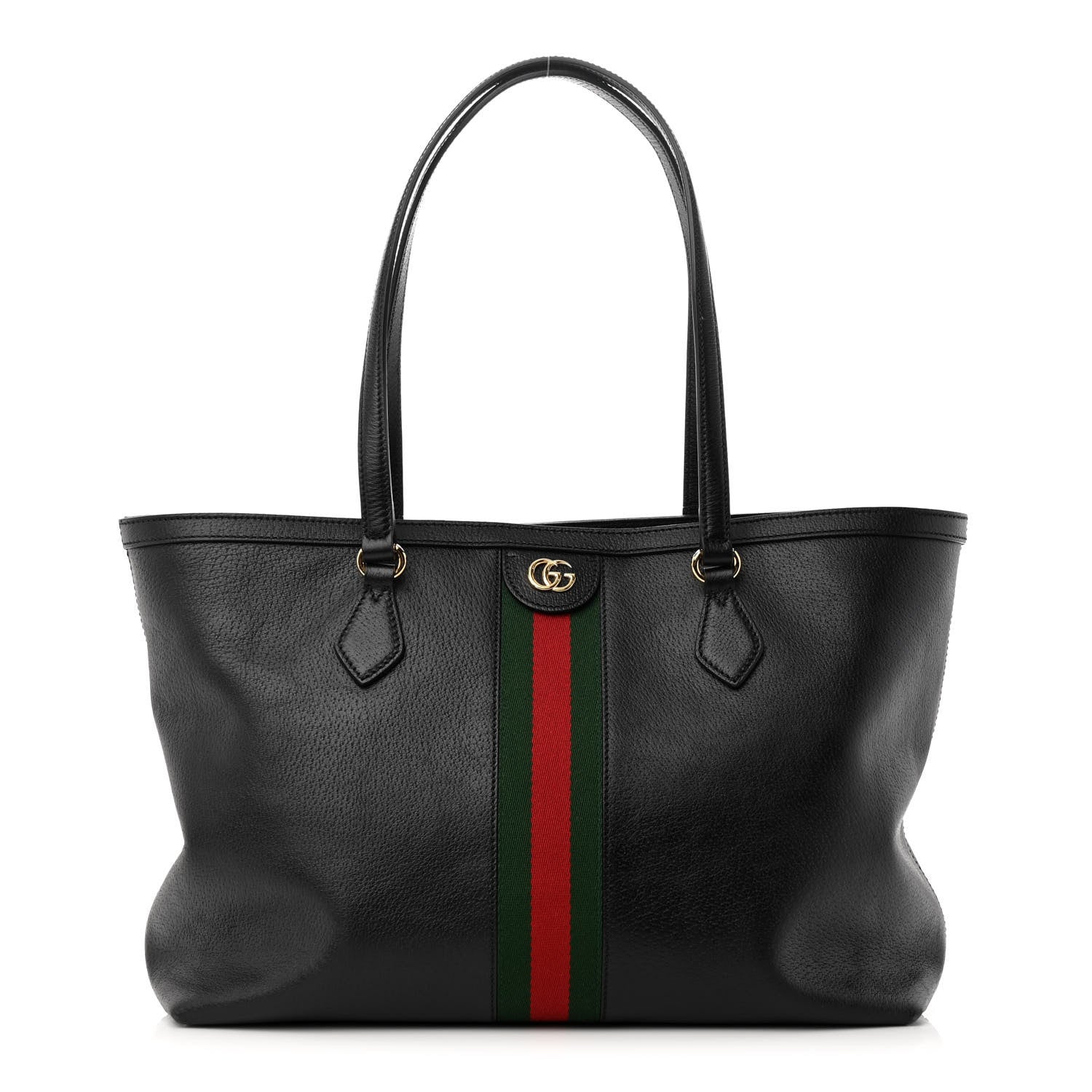 Gucci Textured Calfskin Web Medium Ophidia Shopping Tote Black 1 of 10