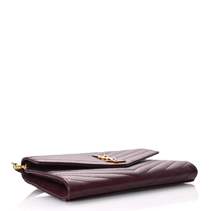 Saint Laurent Grain De Poudre Matelasse Chevron Monogram Envelope Clutch Rouge Legion 4 of 8