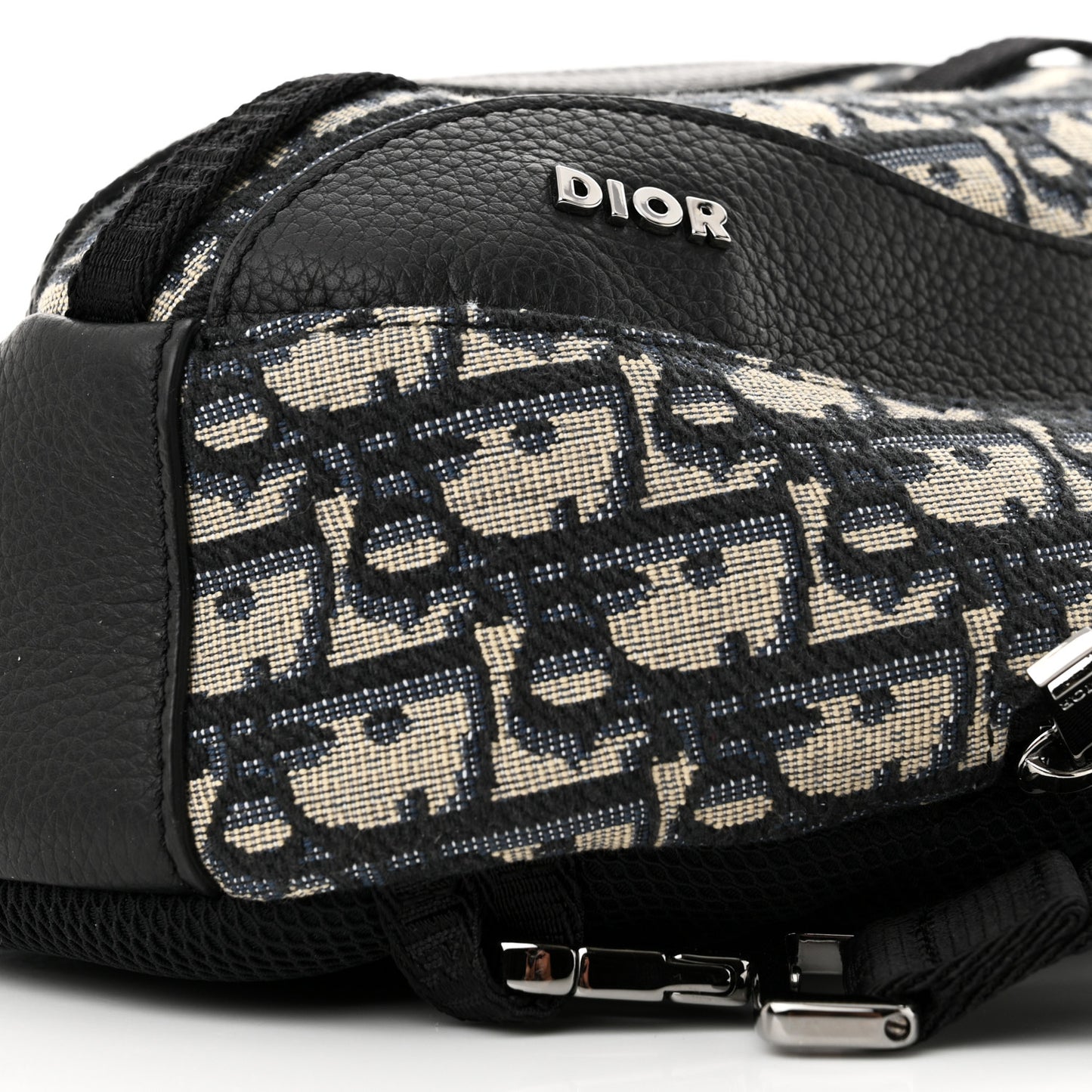 Grained Calfskin Oblique Scarab Sling Bag Blue Black