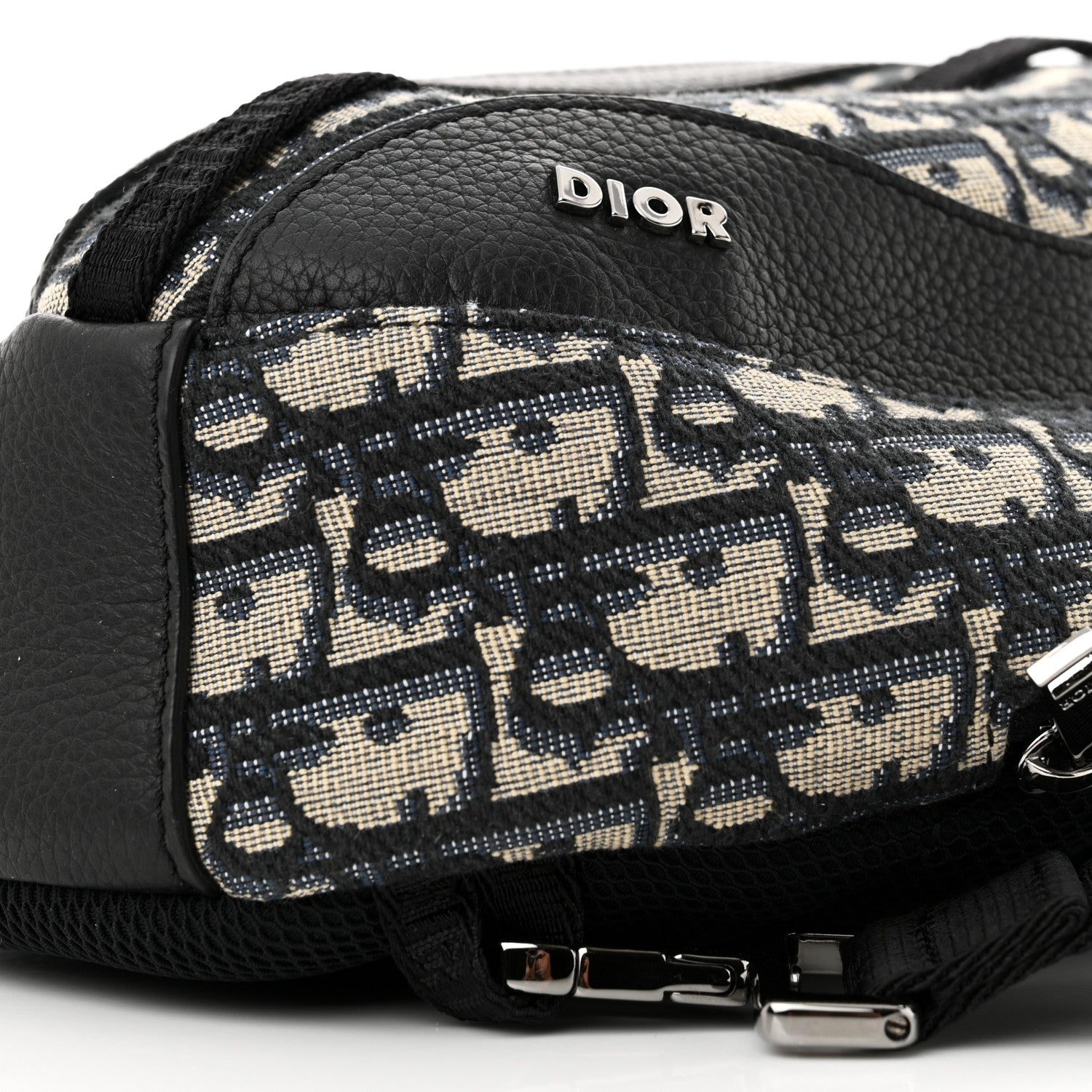 Christian Dior Grained Calfskin Oblique Scarab Sling Bag Blue Black 9 of 9