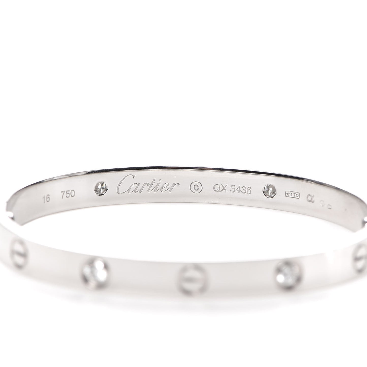 18K White Gold 4 Diamond LOVE Bracelet 16