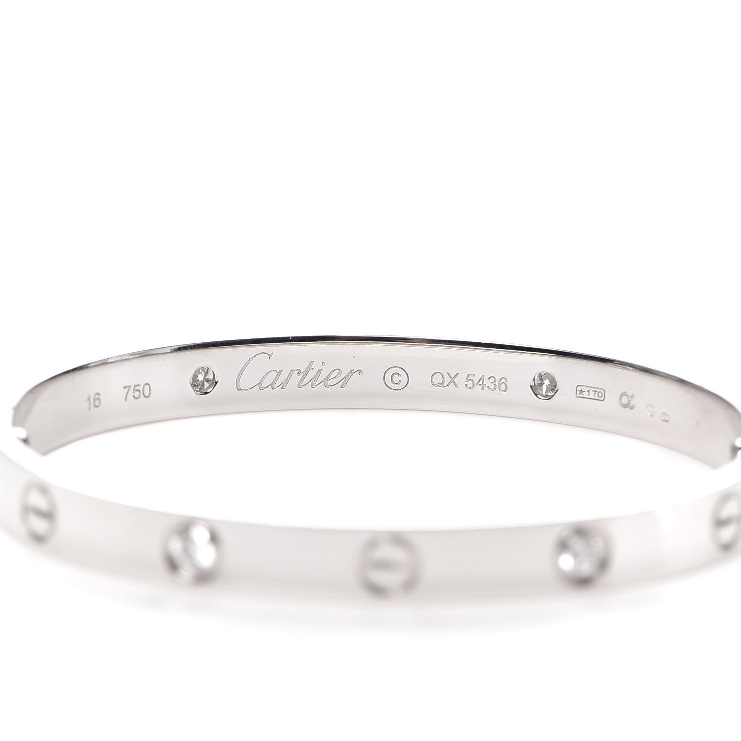 Cartier 18K White Gold 4 Diamond LOVE Bracelet 16 5 of 7