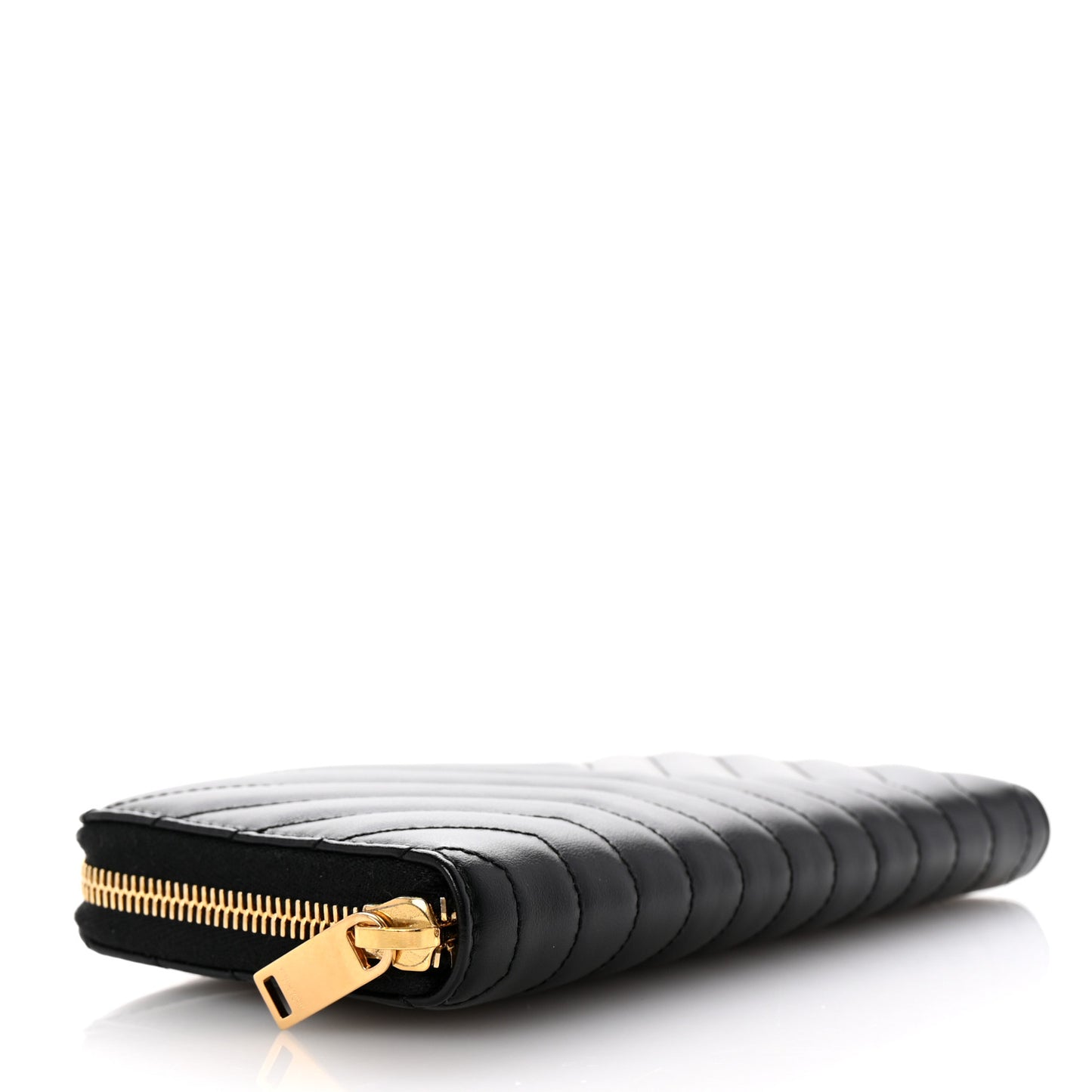 Calfskin Y Quilted Joan Zip Around Wallet Black