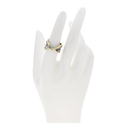 David Yurman Sterling Silver 18K Yellow Gold Crossover Ring 51 5.75 2 of 4
