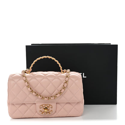 Chanel Lambskin Quilted Mini Strass On Top Flap Light Pink 10 of 10