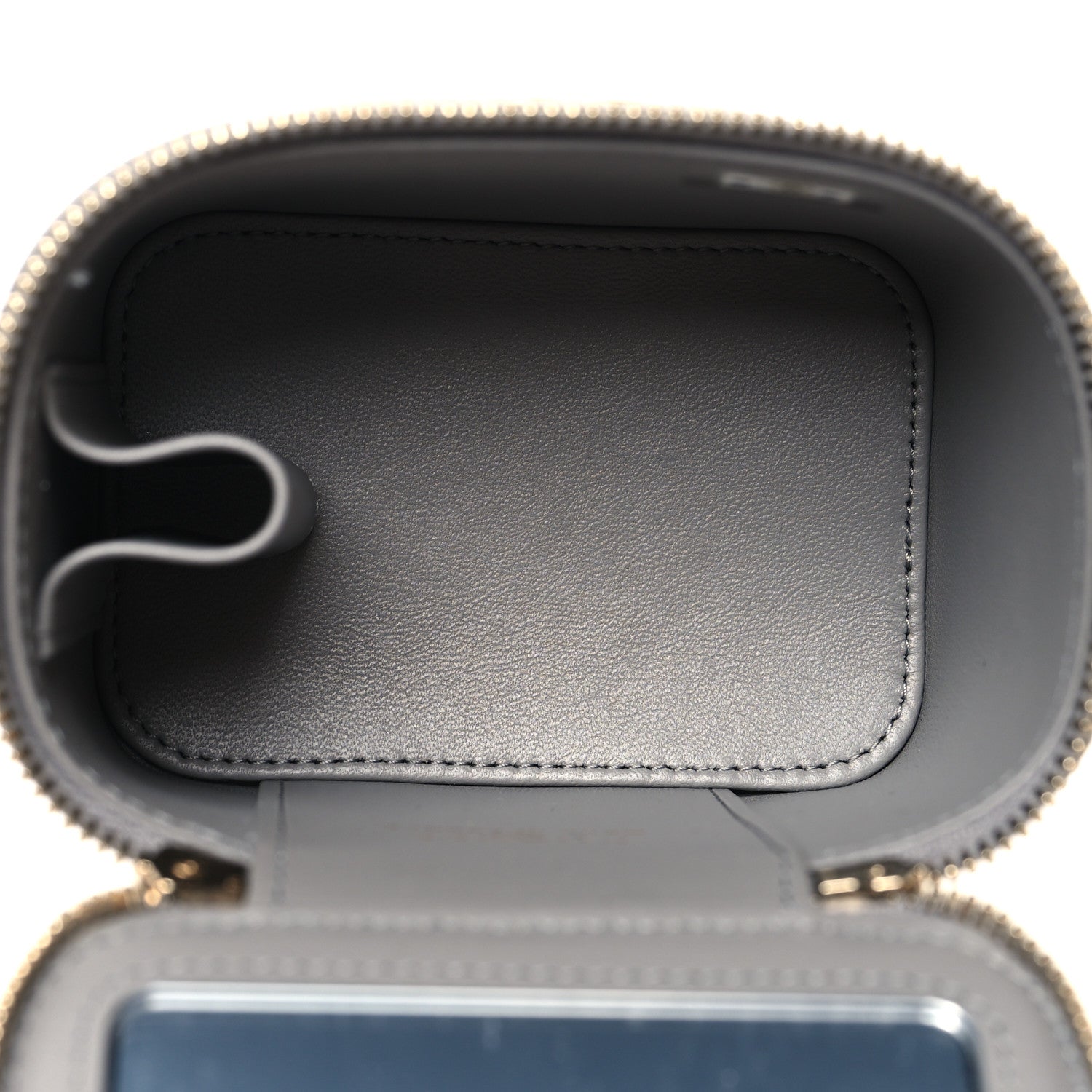 Chanel Lambskin Quilted Metal Mini Top Handle Vanity Case With Chain Grey 5 of 12
