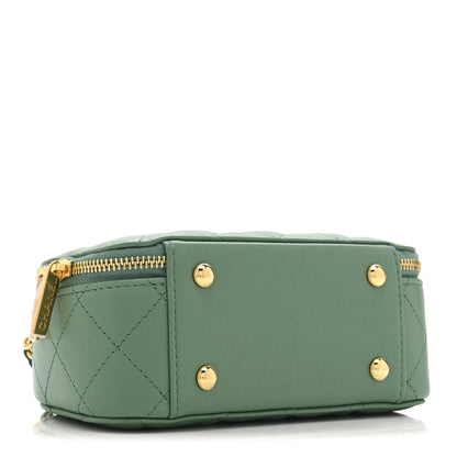 Chanel Lambskin Quilted Chic Riviera Top Handle Vanity Case Green 4 of 10