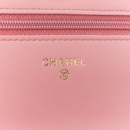 Chanel Lambskin Quilted CC Pearl Crush Wallet on Chain WOC Pink 9 of 15