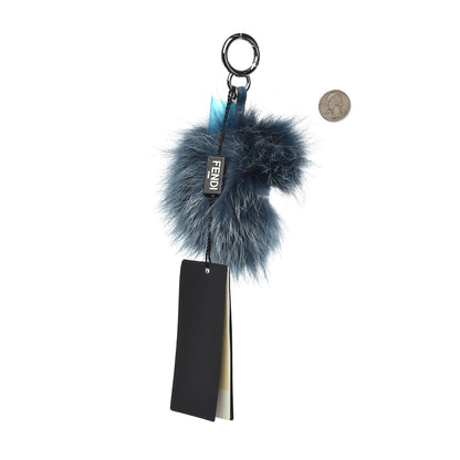 Fendi Fox Rabbit Fur Nappa Metal Small Monster Bag Bug Cube Charm Blue 2 of 3