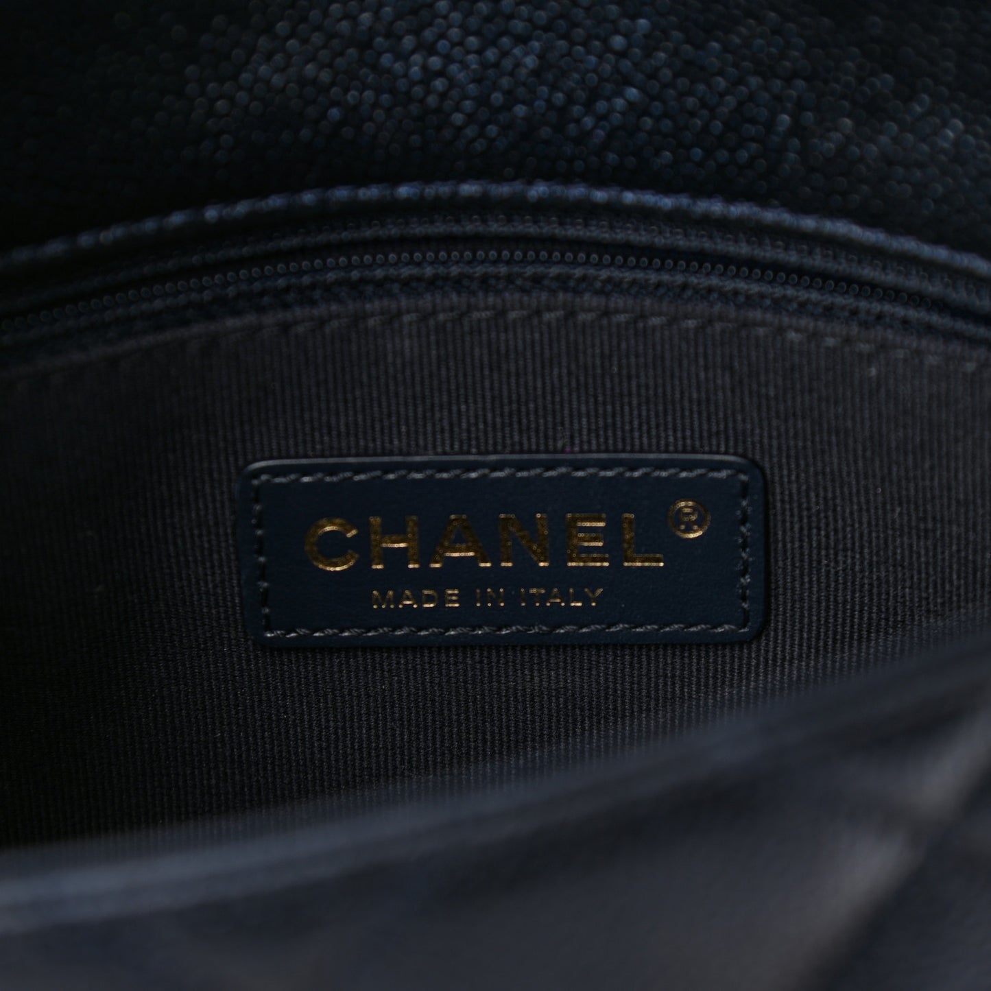 Iridescent Caviar Quilted Mini My Perfect Flap Dark Blue