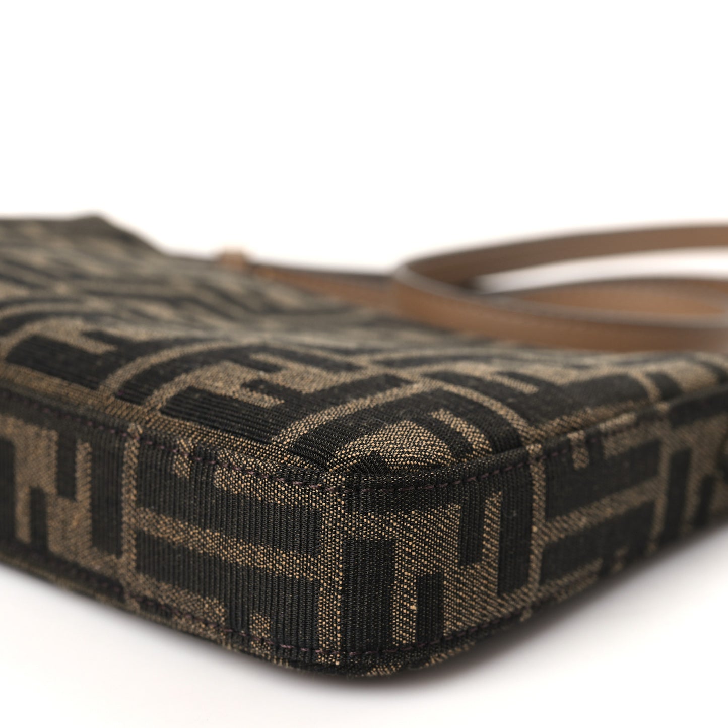 Fabric Jacquard Vitello Grace FF 1974 Baguette Pouch Tobacco Moro Sand