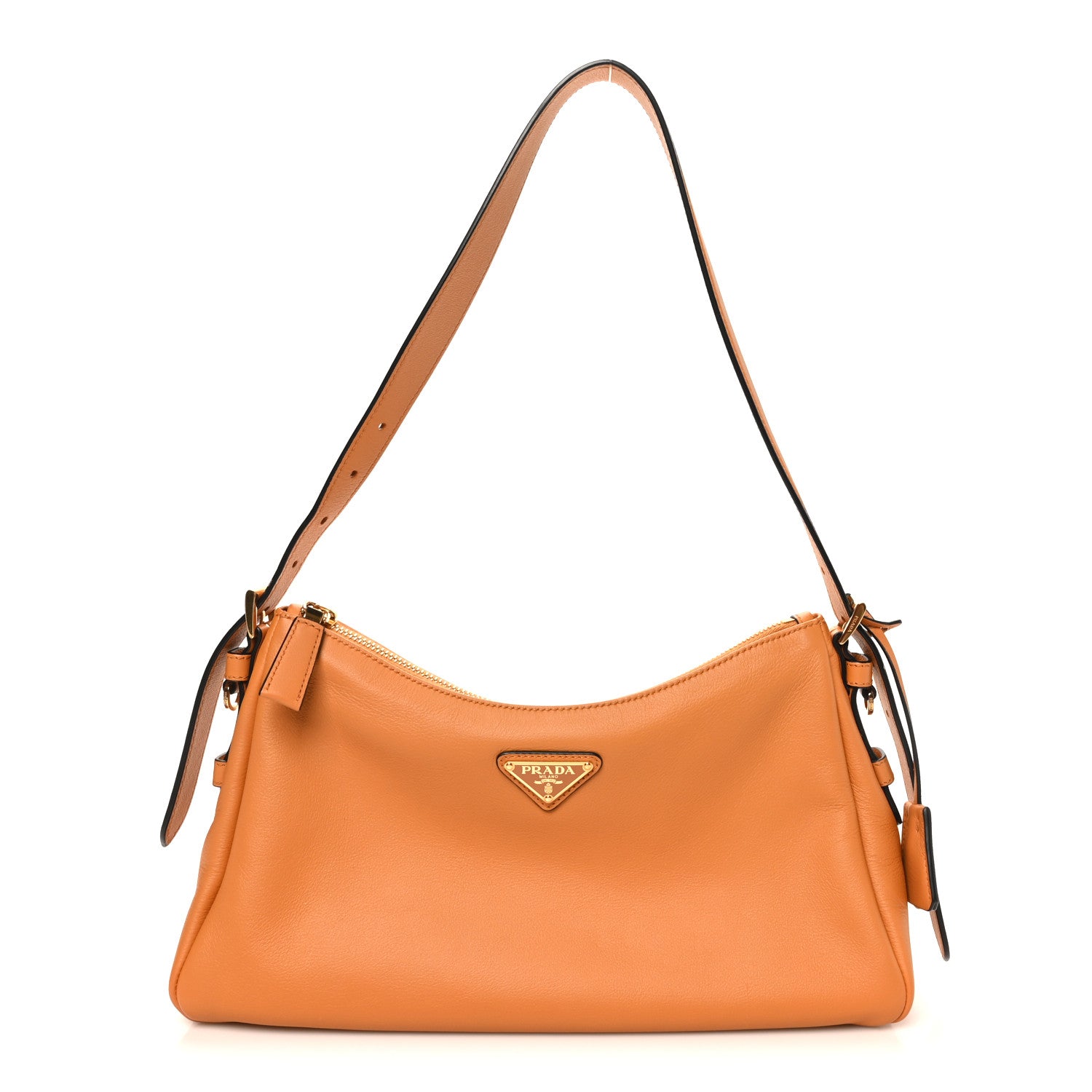 Prada Soft Calfskin Medium Aimee Shoulder Bag Amber 1 of 9