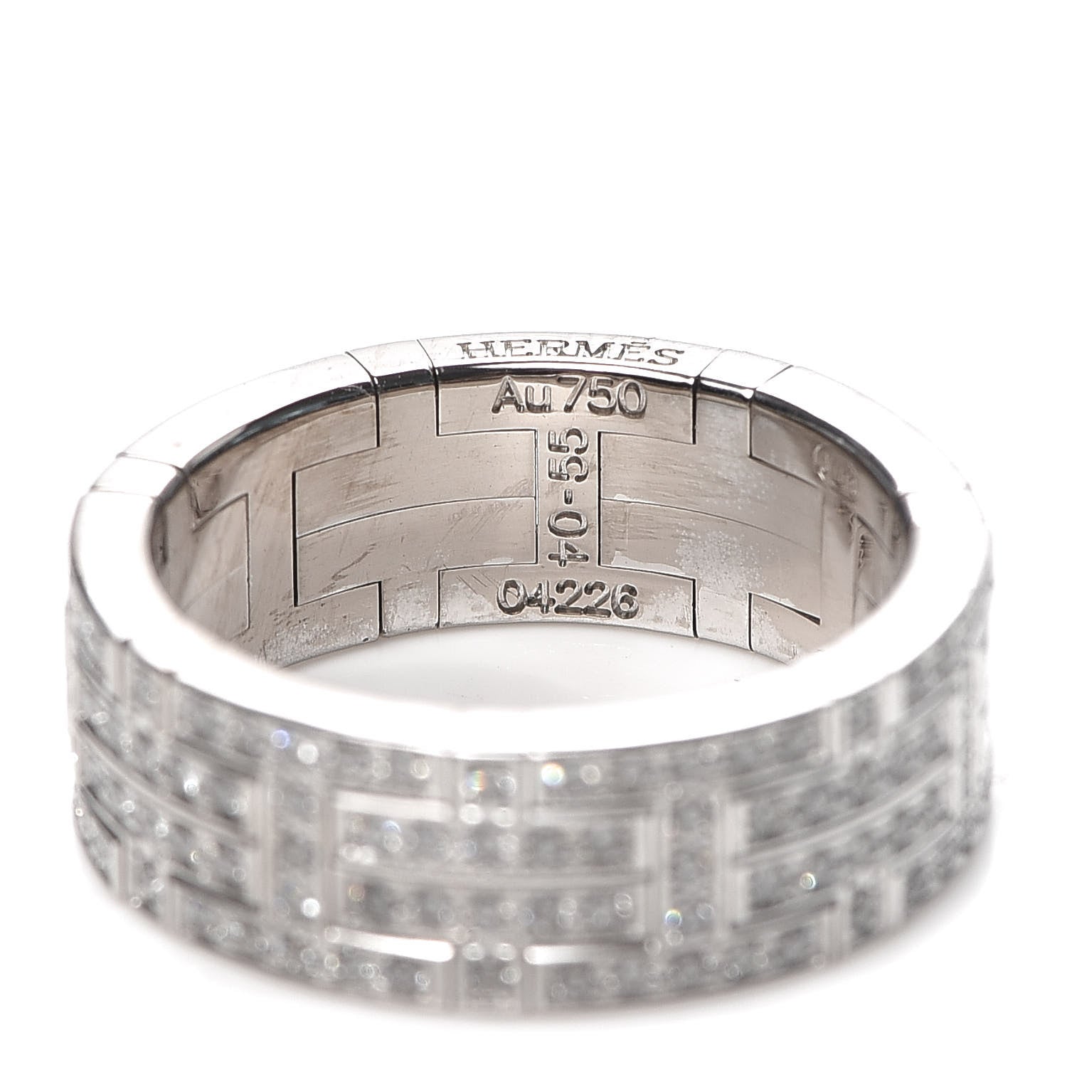 Hermes 18K White Gold Diamond Pave Kilim Ring 56 7.25 4 of 5