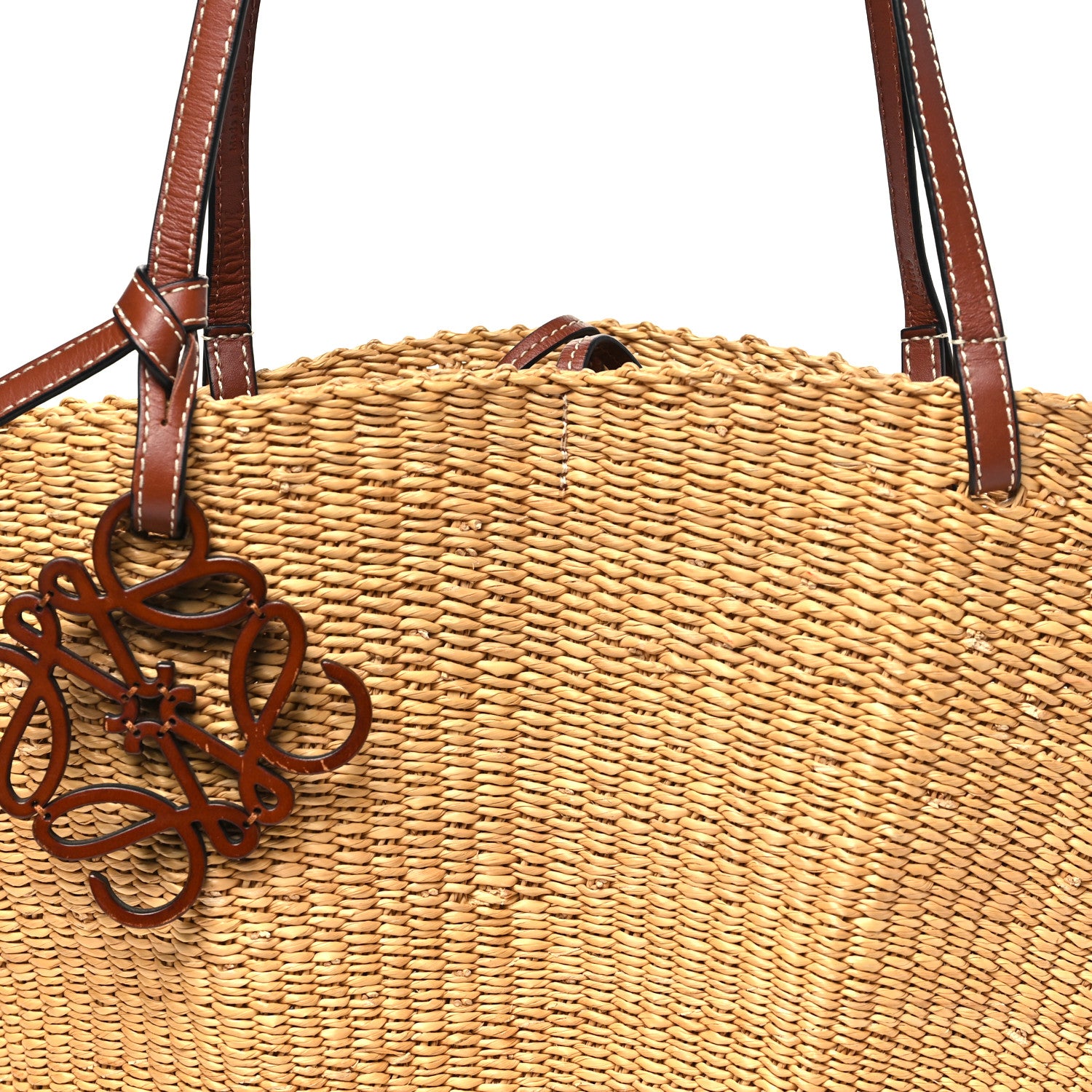 Loewe Calfskin Raffia Paulas Ibiza Small Shell Basket Tote Bag Natural Tan 8 of 10