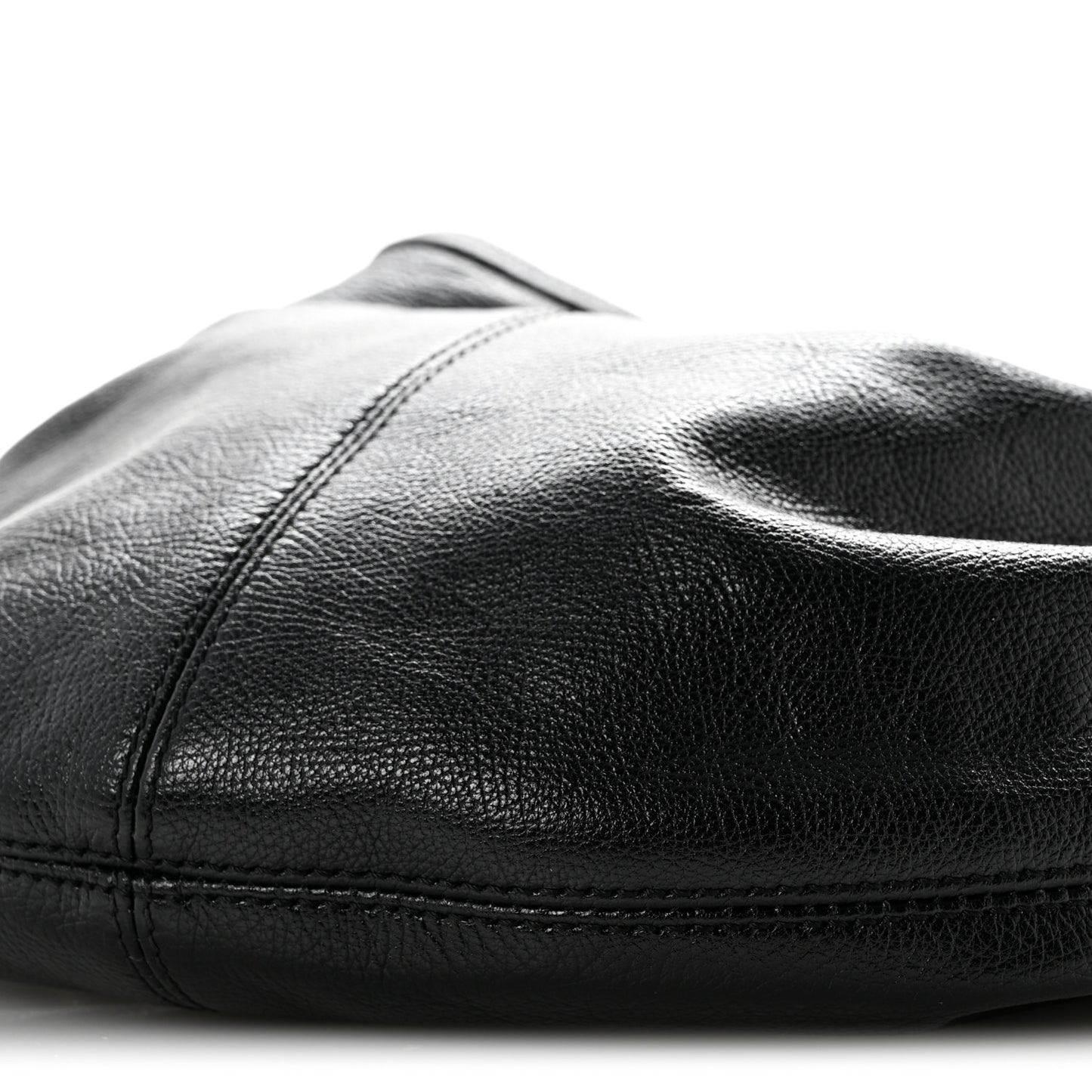 Grained Calfskin Small Bracelet Hobo Bag Black