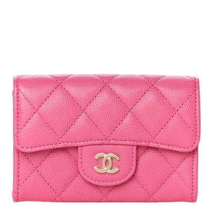 Chanel Caviar Quilted Flap Card Holder Wallet Pink 1 of 11
